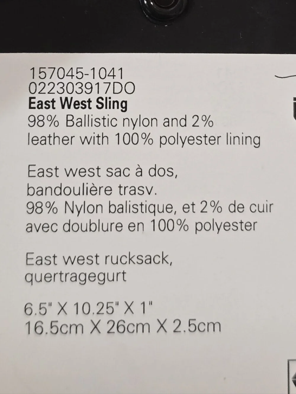 Tumi East West Sling Bag- Black